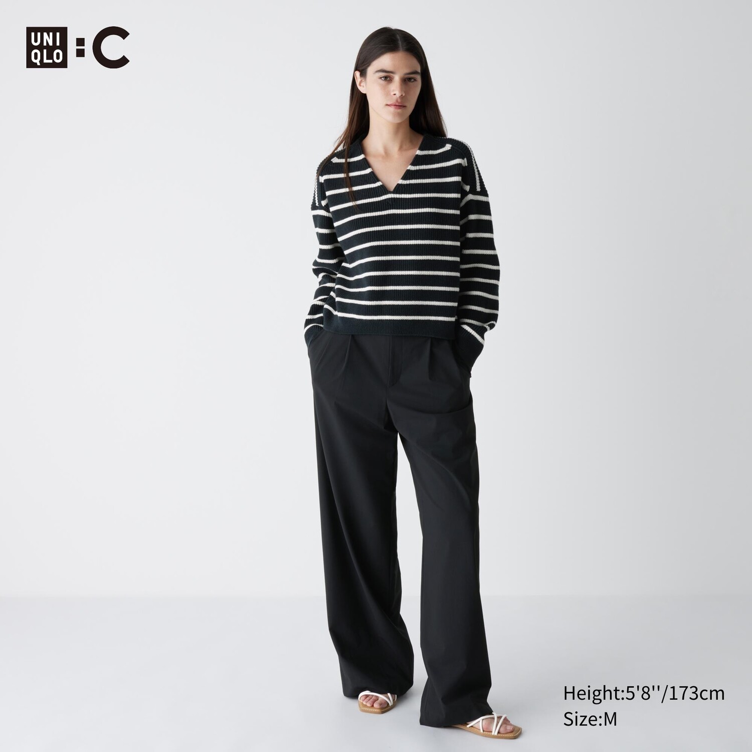 

Прямые брюки с широкими ногими UNIQLO, черный