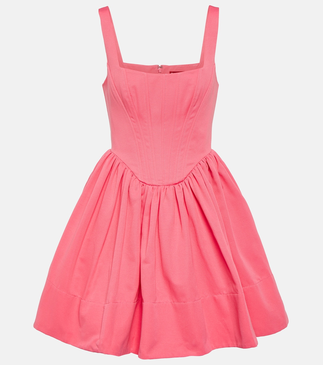 цена Мини-платье-бюстье с пейзажем из смесового хлопка STAUD, розовый