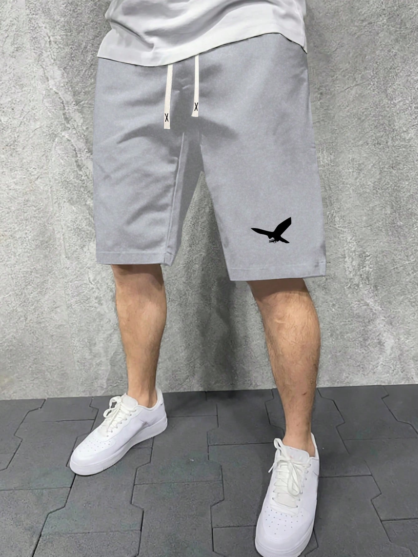 supzoom 2022 телефон модные легкие джинсы с принтом мужские повседневные этнические мотивы с абстрактным рисунком четыре сезона Мужские летние повседневные шорты стандартной посадки с завязками на талии, светло-серый