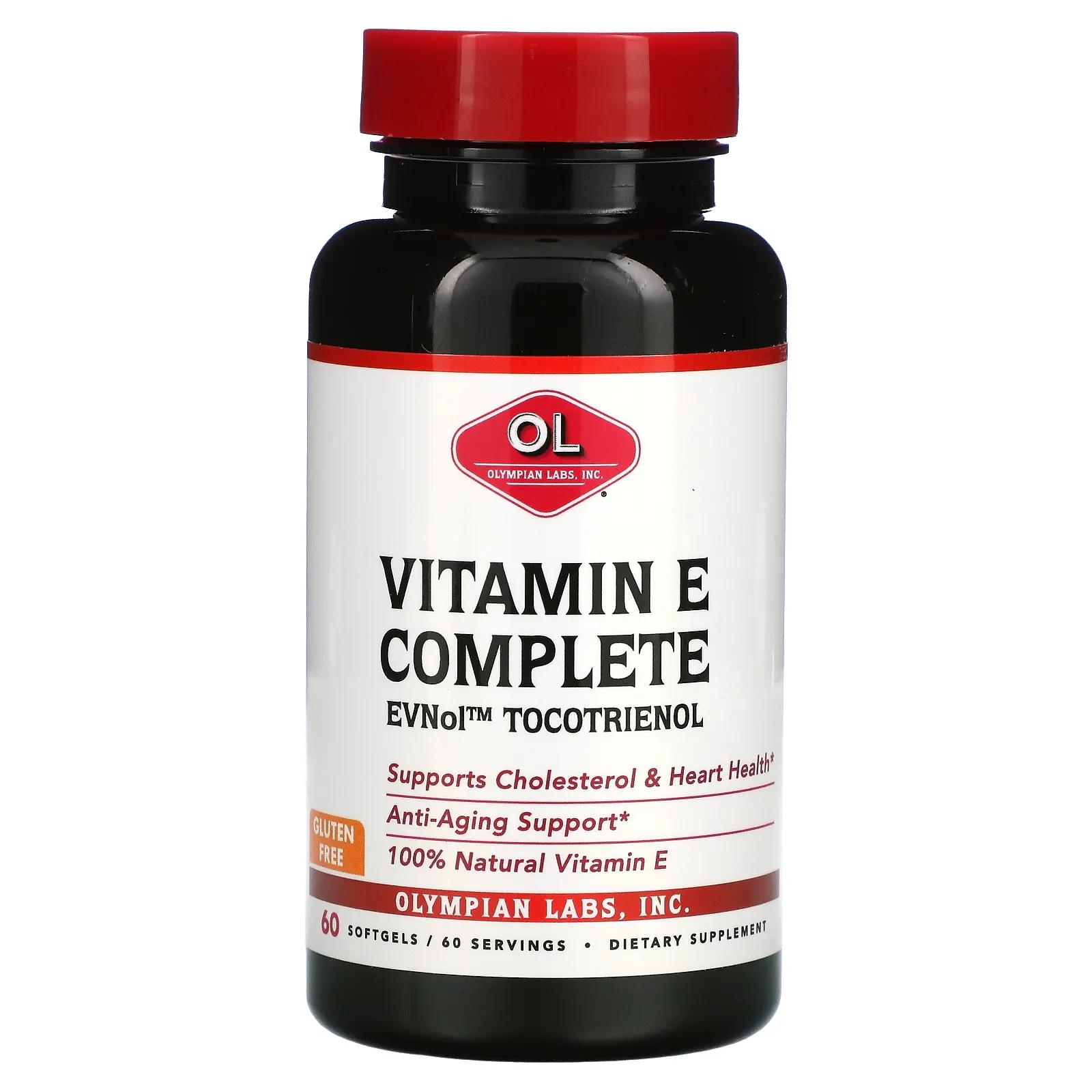 Olympian Labs Комплекс с витамином E 60 мягких таблеток olympian labs экстренная поддержка иммунитета с бузиной и витамином c 60 капсул