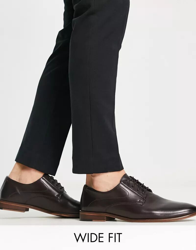Коричневые кожаные туфли дерби на шнуровке ASOS черные кожаные туфли дерби на шнуровке asos design