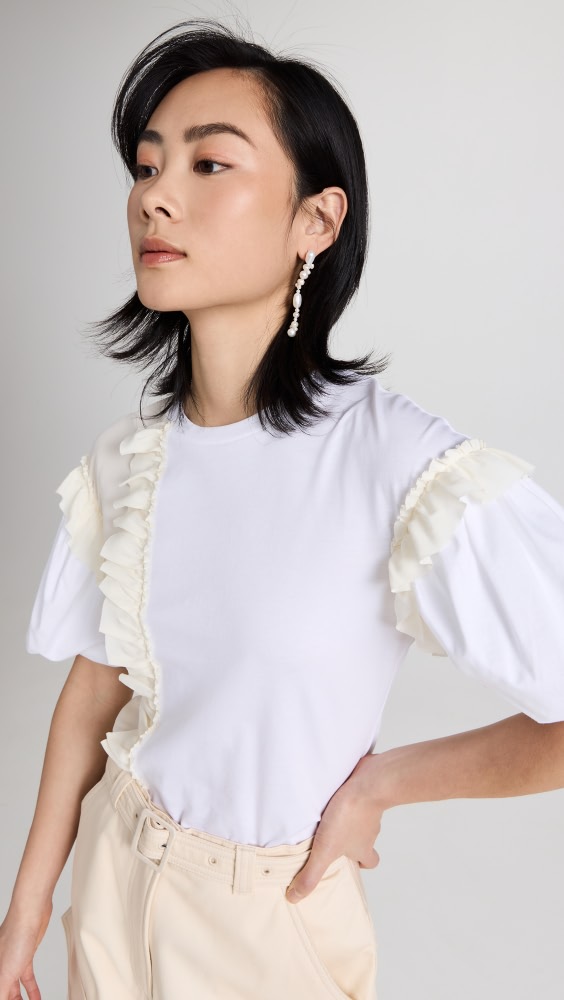 

Футболка Simone Rocha Short Puff Sleeve, белый