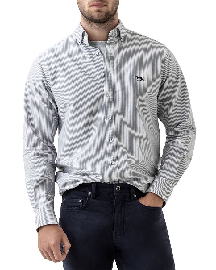 приталенная полосатая оксфордская рубашка из хлопка Полосатая оксфордская рубашка Rodd & Gunn