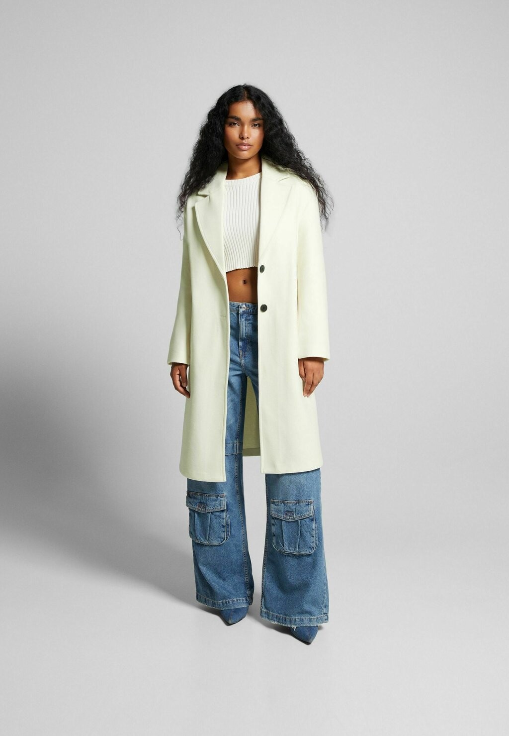 

Классическое пальто Bershka, белое, Белый