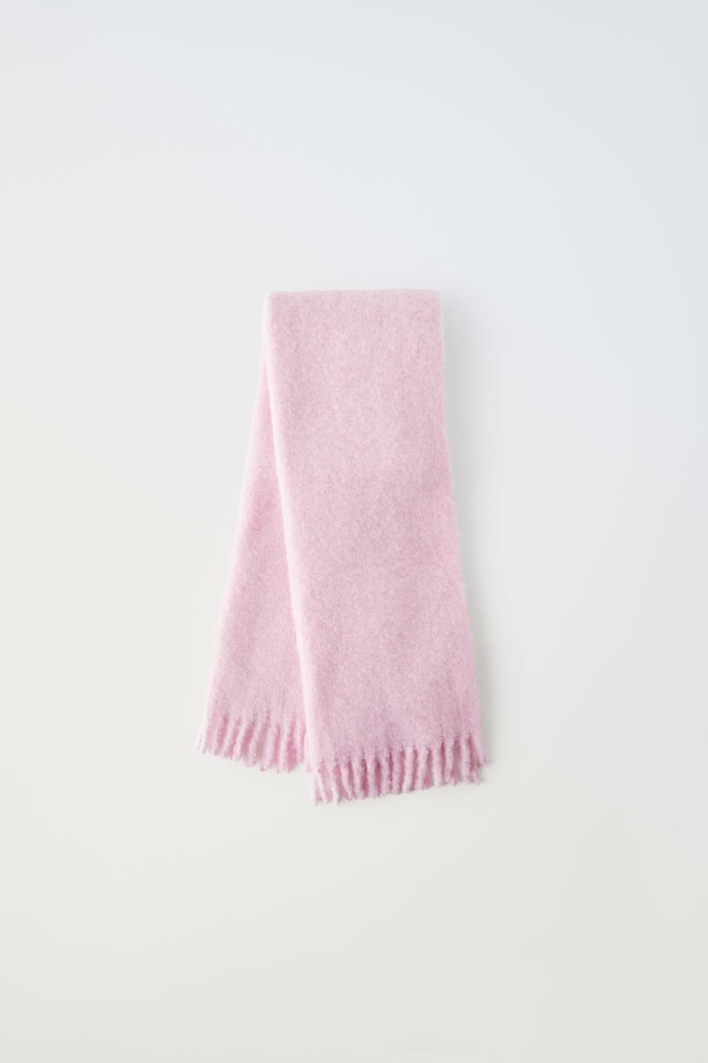 Вязанный шарф с бахирой ZARA, розовый