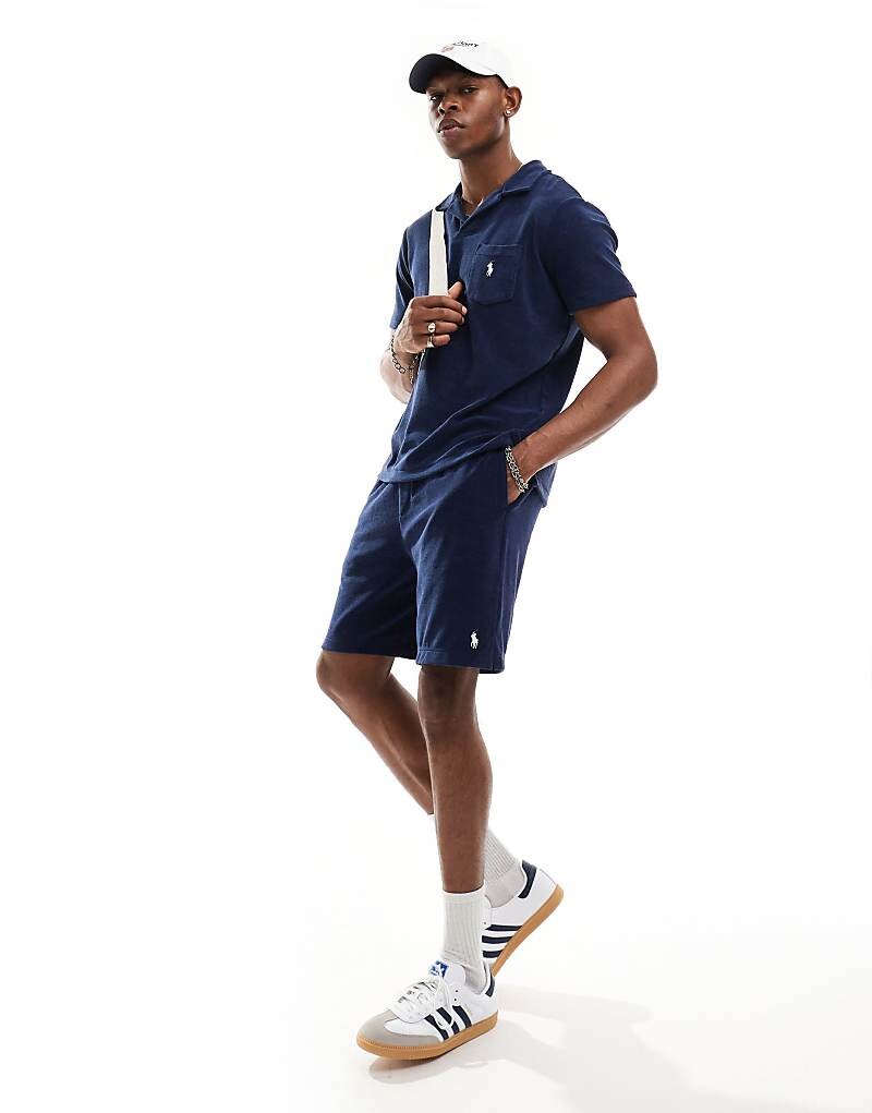 

Темно-синие махровые спортивные шорты с логотипом Polo Ralph Lauren CO-ORD