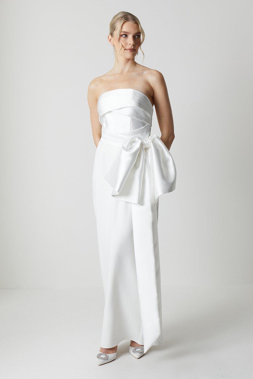 Свадебное платье-бандо с объемным вырезом и бантом Coast, белый платье ascool оливковое с бантом 44 размер новое