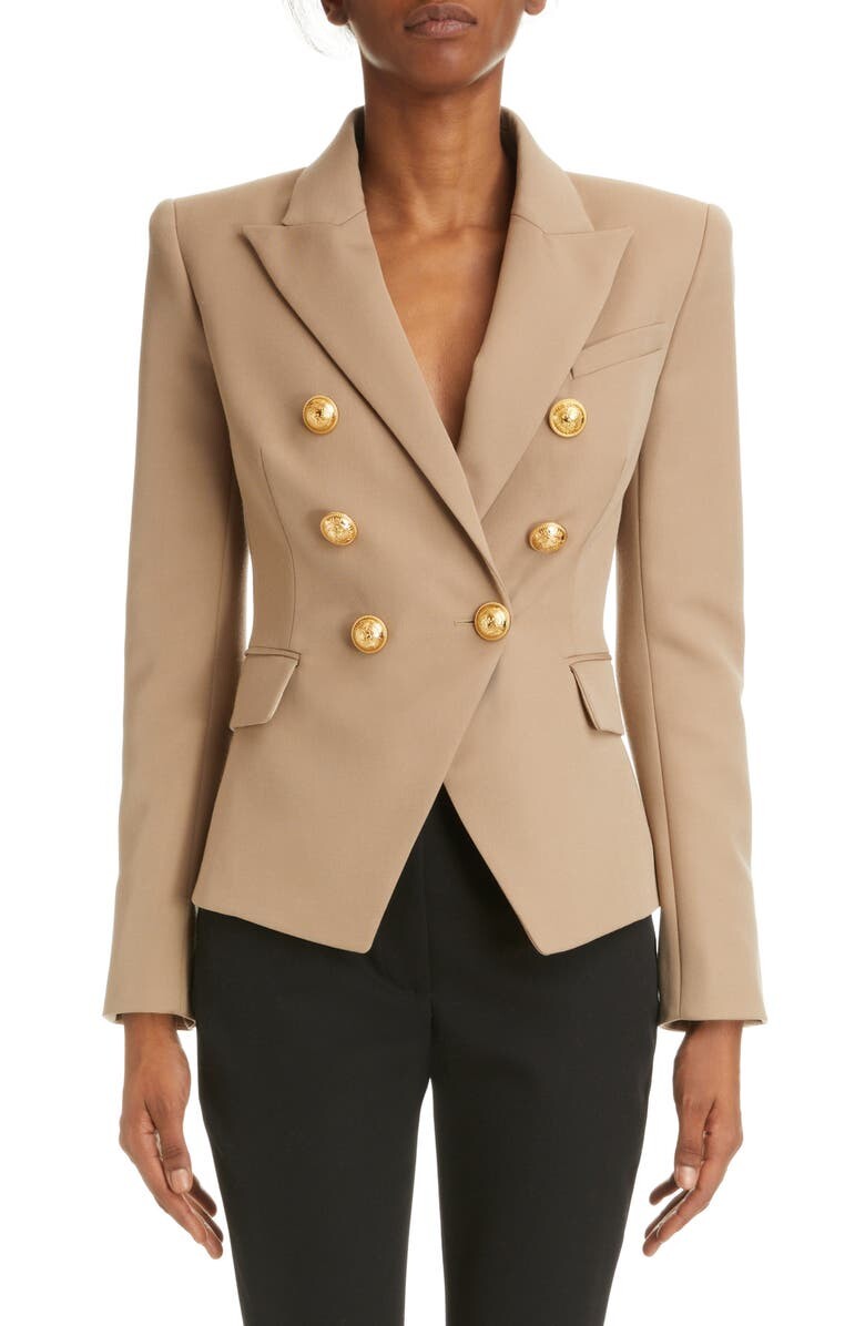 

Двубортный жакет из шерсти Grain de Poudre BALMAIN