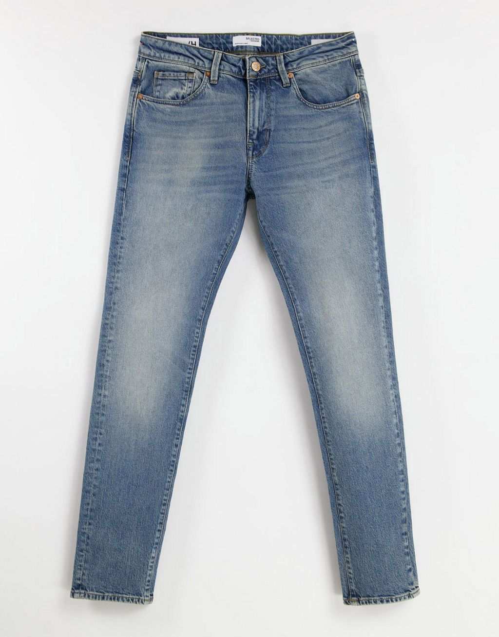 Голубые узкие джинсы из смесового хлопка Selected Homme - LBLUE черные узкие джинсы selected homme