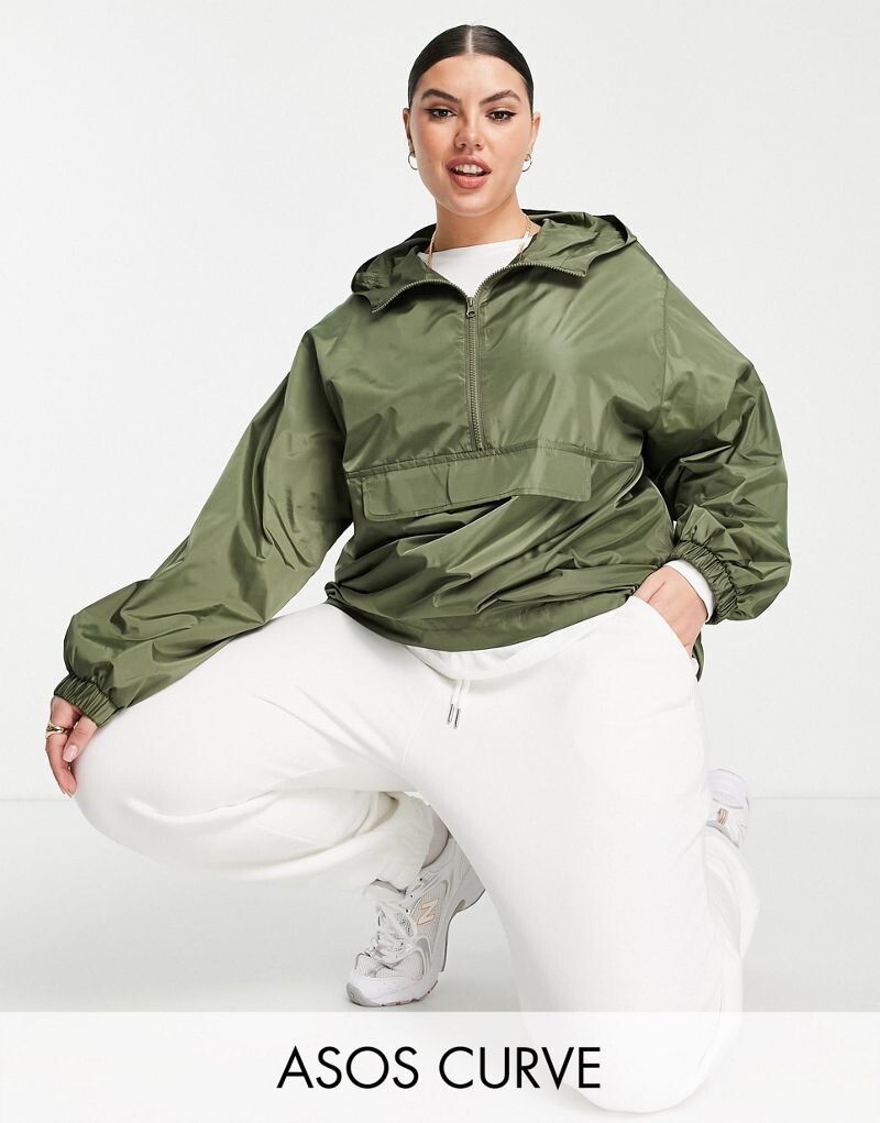 

Цветной дождевик цвета хаки ASOS DESIGN Curve