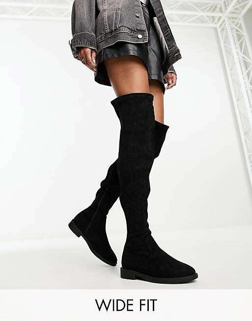 

Черные микро-ботфорты ASOS DESIGN Wide Fit Kalani, Черный