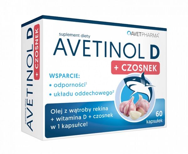 Рыбий жир в капсулах Avet Pharma Avetinol D+ Czosnek, 60 шт рыбий жир vitateka в капсулах 100 шт