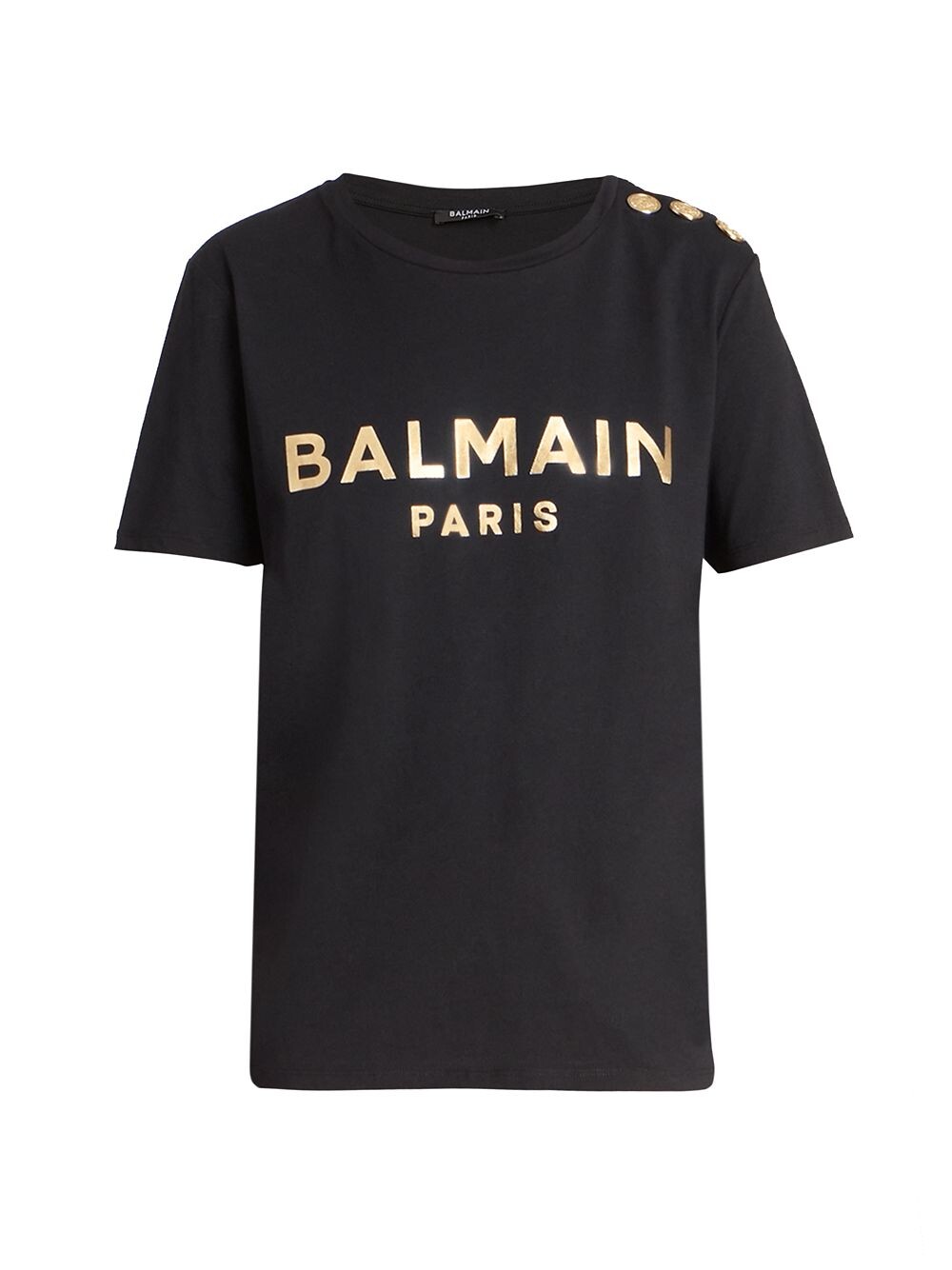 

Футболка с металлическим логотипом, украшенная пуговицами Balmain, черный