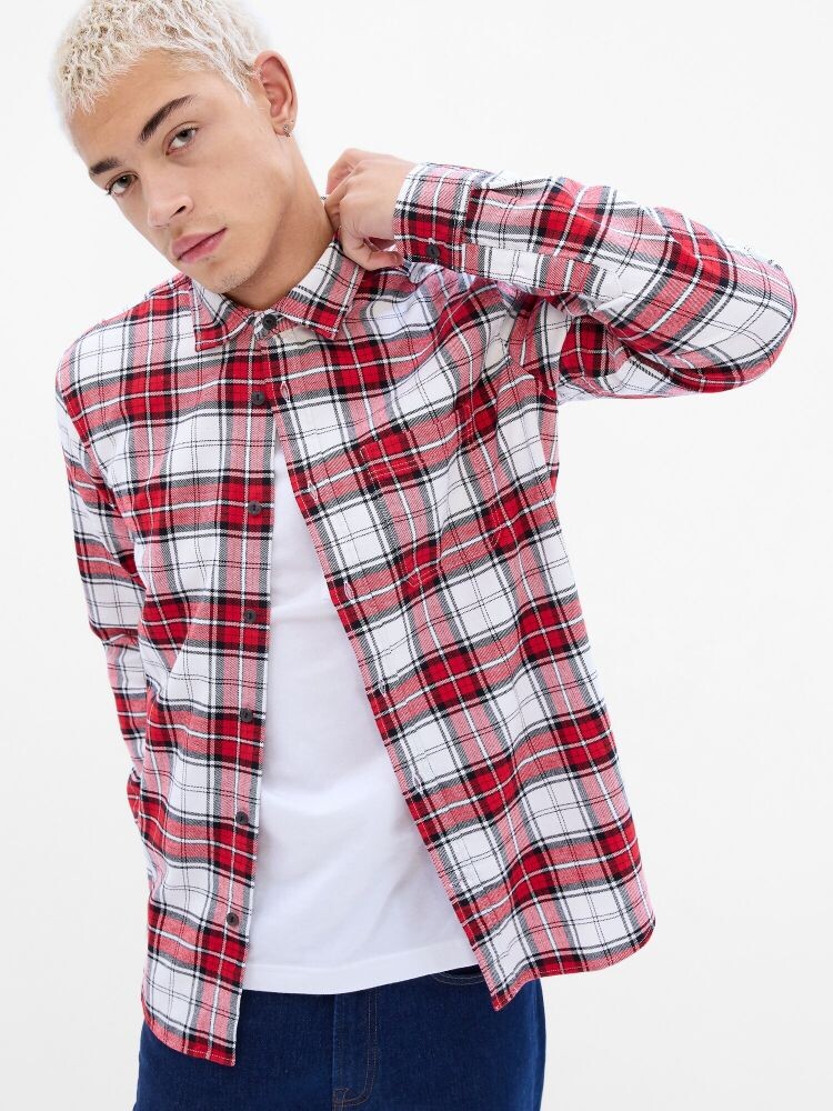 

Узкая фланелевая рубашка Gap, красный