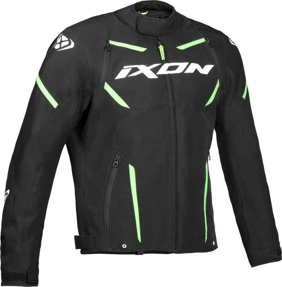 Водонепроницаемая мотоциклетная текстильная куртка Striker Ixon, черный/белый/зеленый
