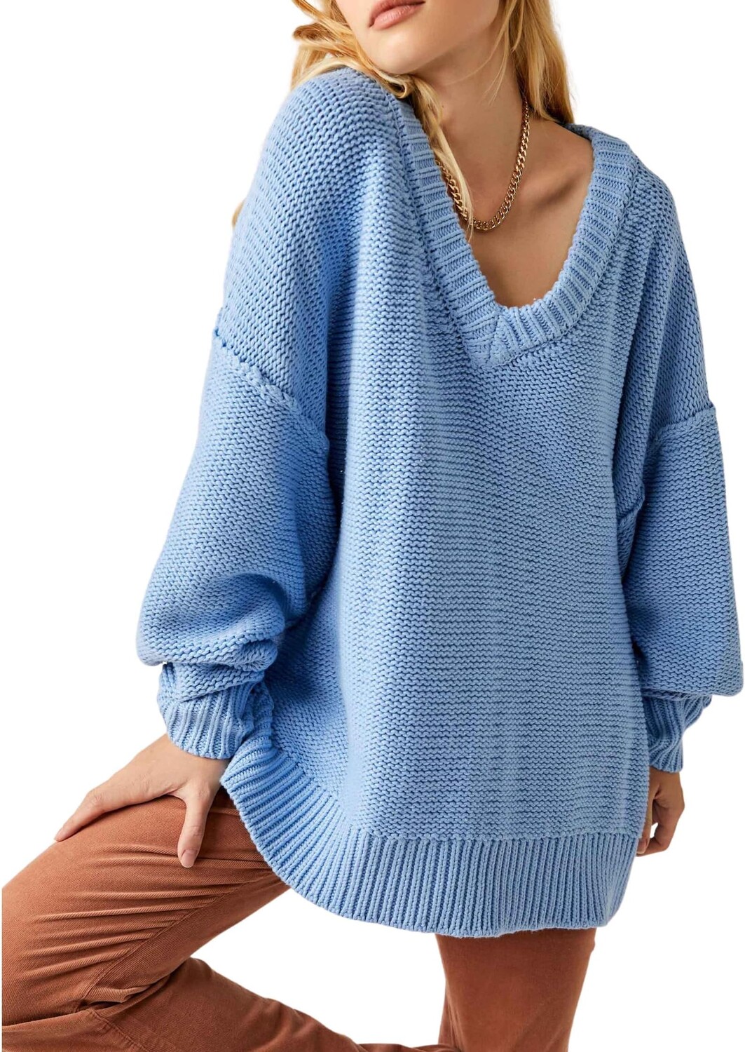 

Свитер Alli V-Neck Free People, цвет Placid Blue