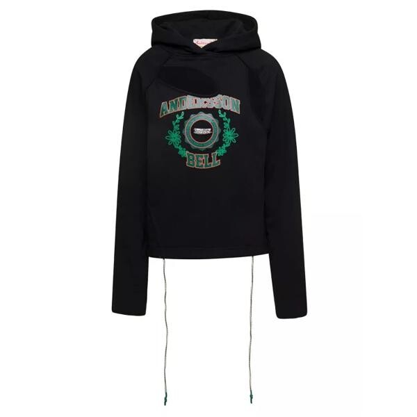 

Футболка hoodie with cut-out detail and logo on the f Andersson Bell, черный