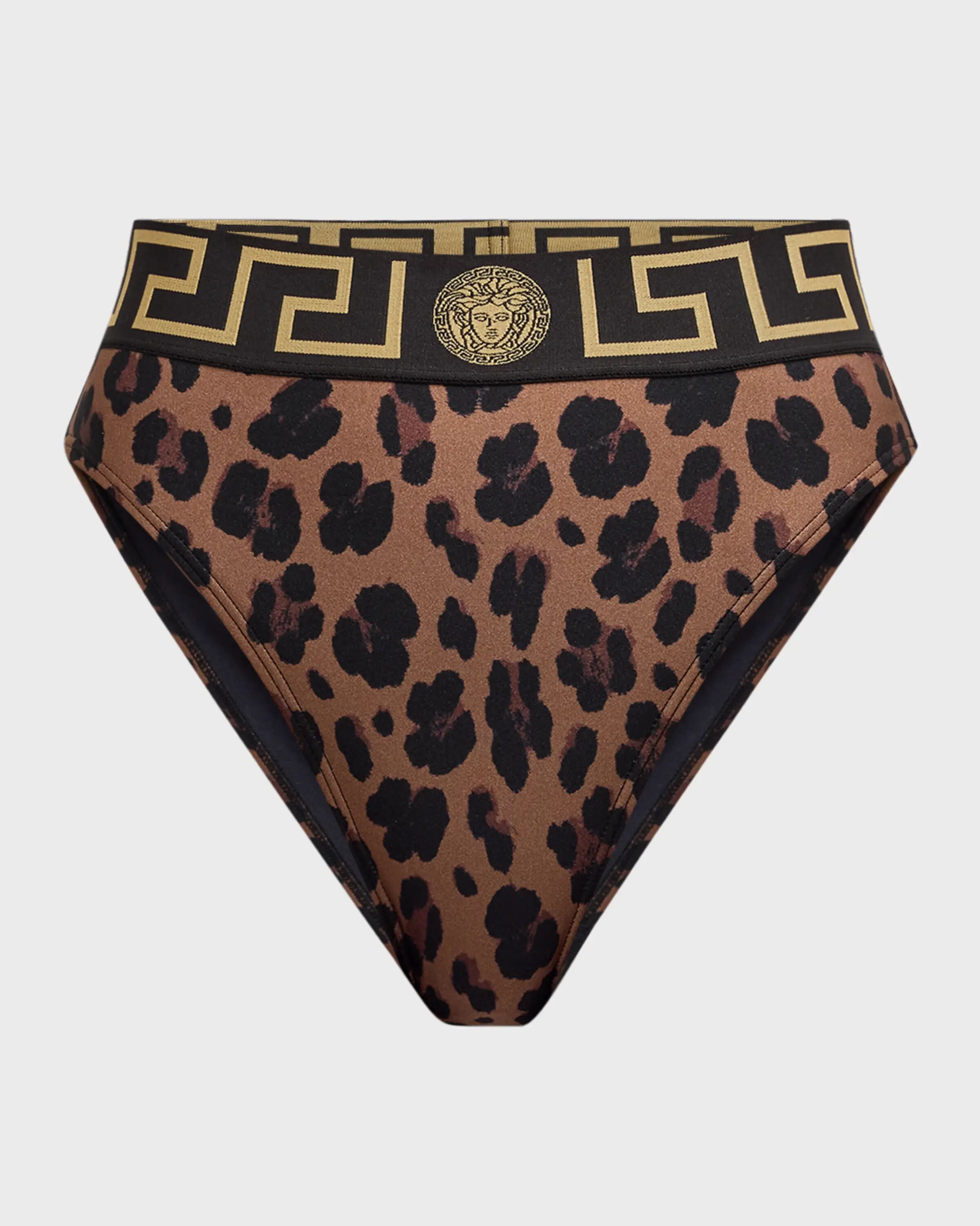 

Плавки бикини с леопардовым принтом Greca и каймой Versace, цвет Leopard All Over