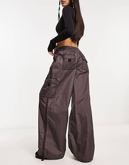 

Черные брюки-парашют из рипстопа с молниями ASOS DESIGN, Черный