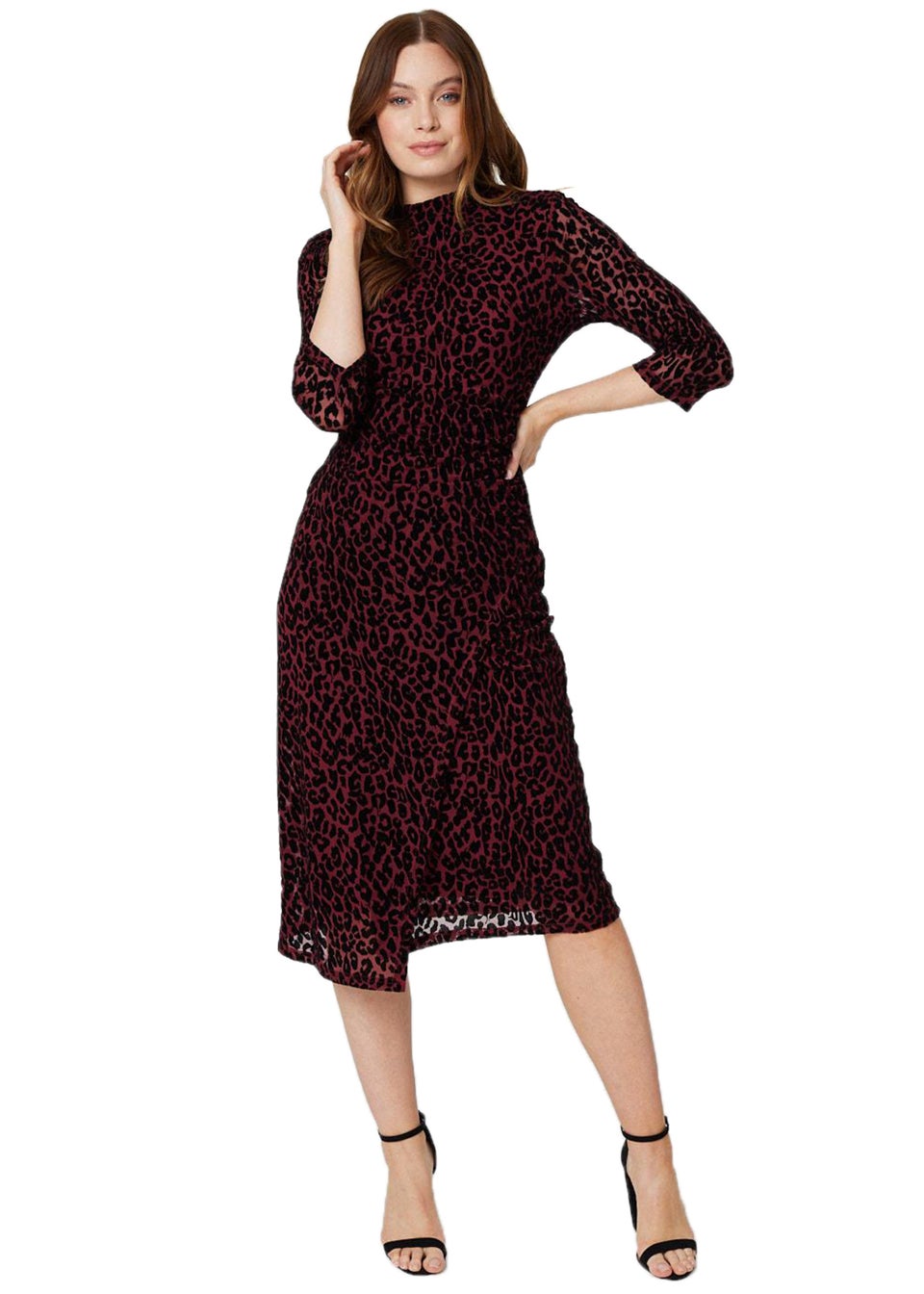 Izabel London Облегающее платье миди с леопардовым принтом Wine