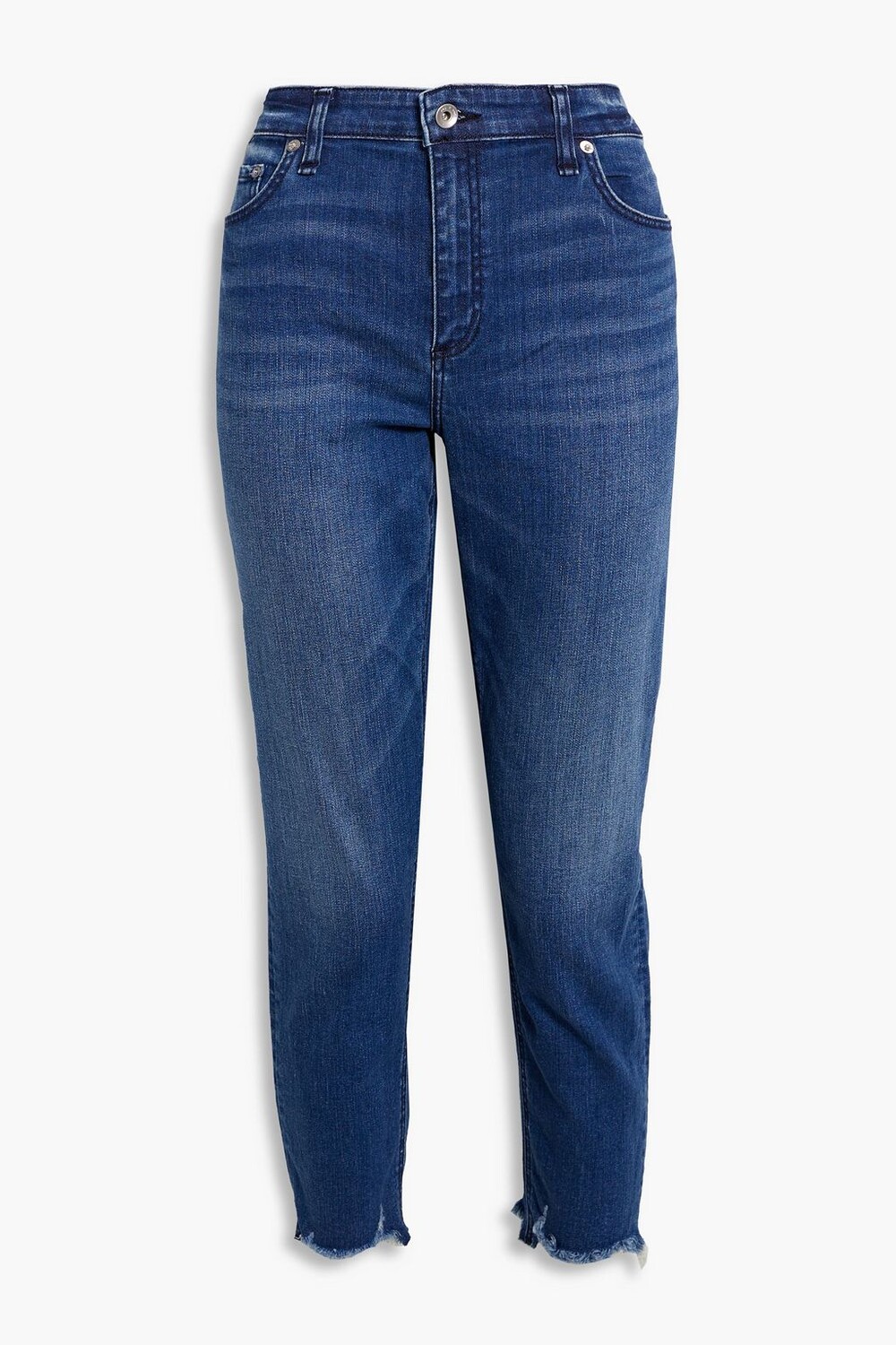 

Укороченные потертые джинсы скинни Cate со средней посадкой RAG & BONE, синий