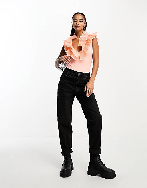 

Персиковый топ с оборками River Island Petite