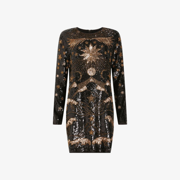 

Платье мини Noushka с пайетками Allsaints, черный