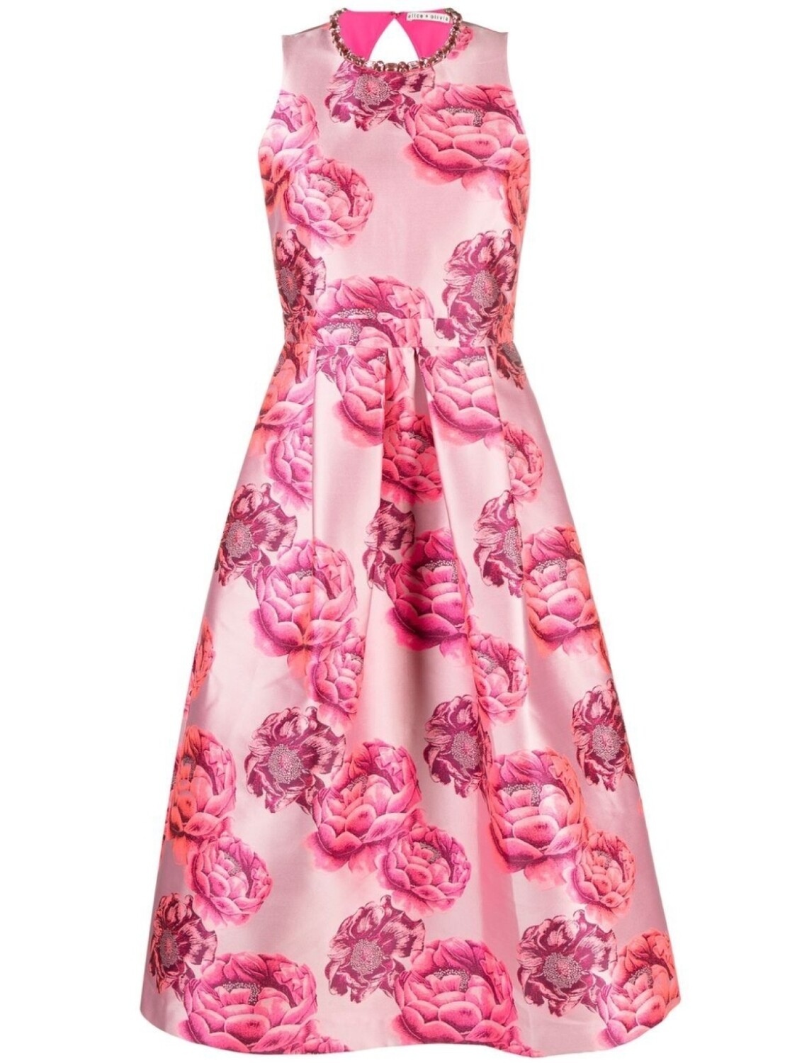 

alice + olivia платье миди с цветочным принтом, розовый