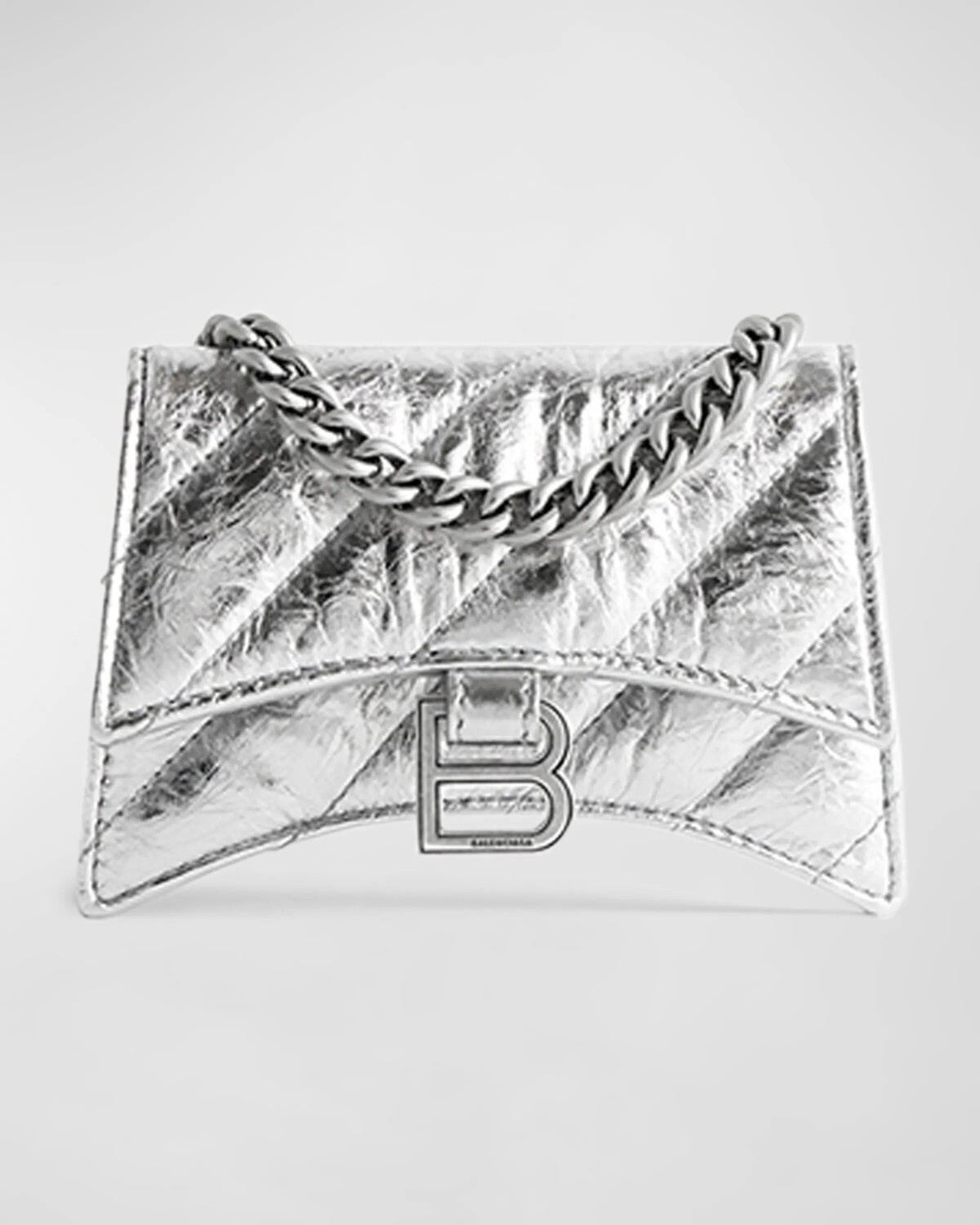

Стеганая мини-сумка на цепочке цвета металлик Crush Balenciaga, цвет Silver