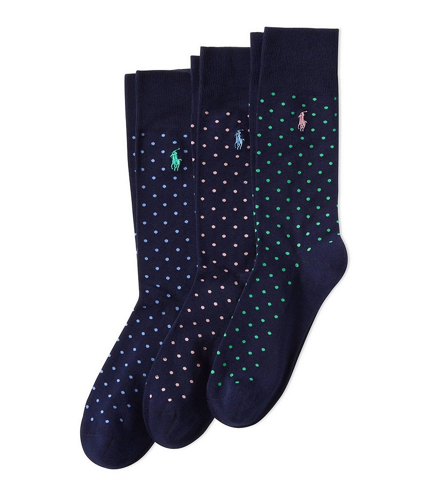 Классические классические носки в горошек Polo Ralph Lauren, 3 пары, синий