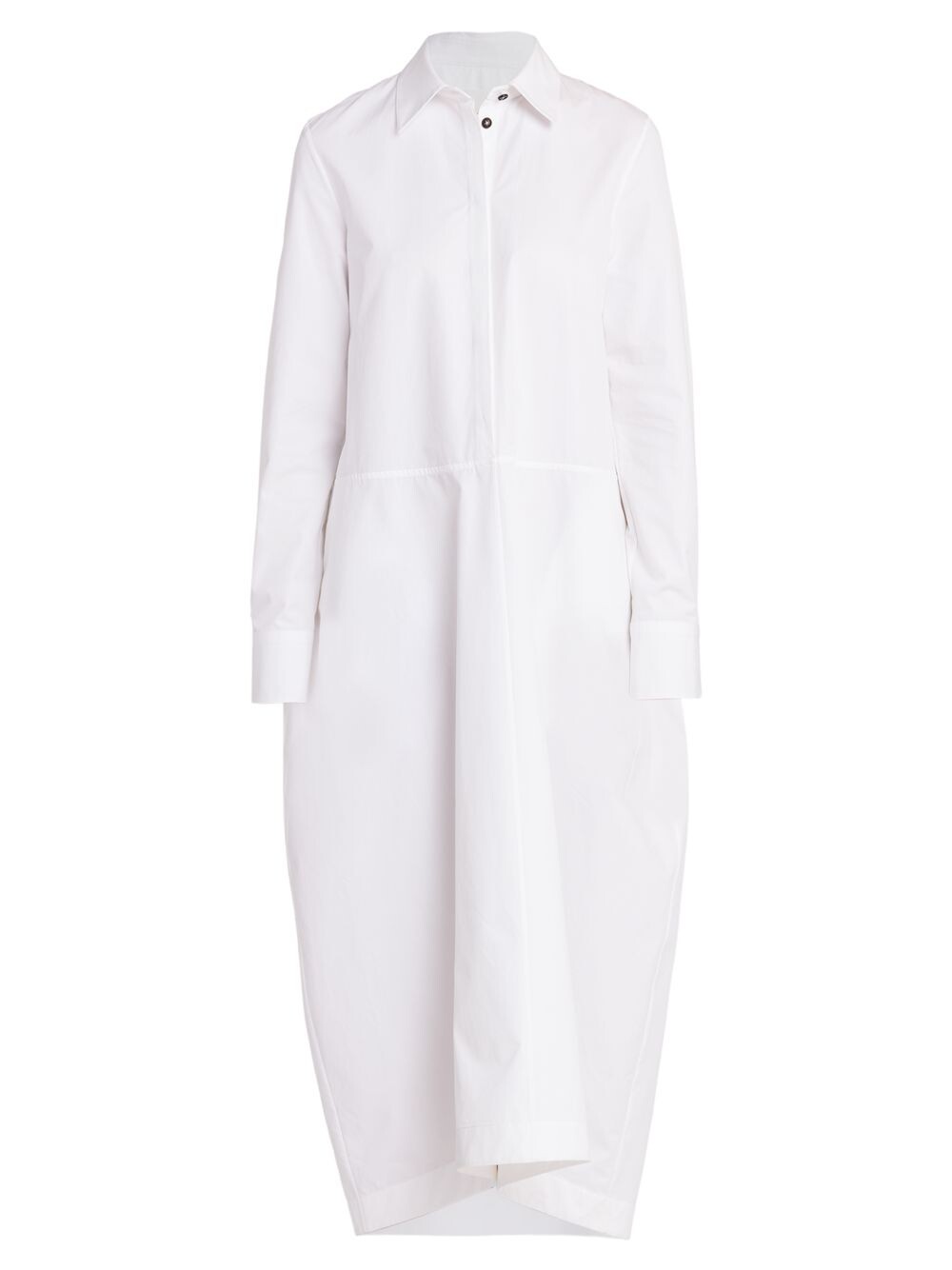 

Льняное платье-рубашка с покрытием Jil Sander, белый