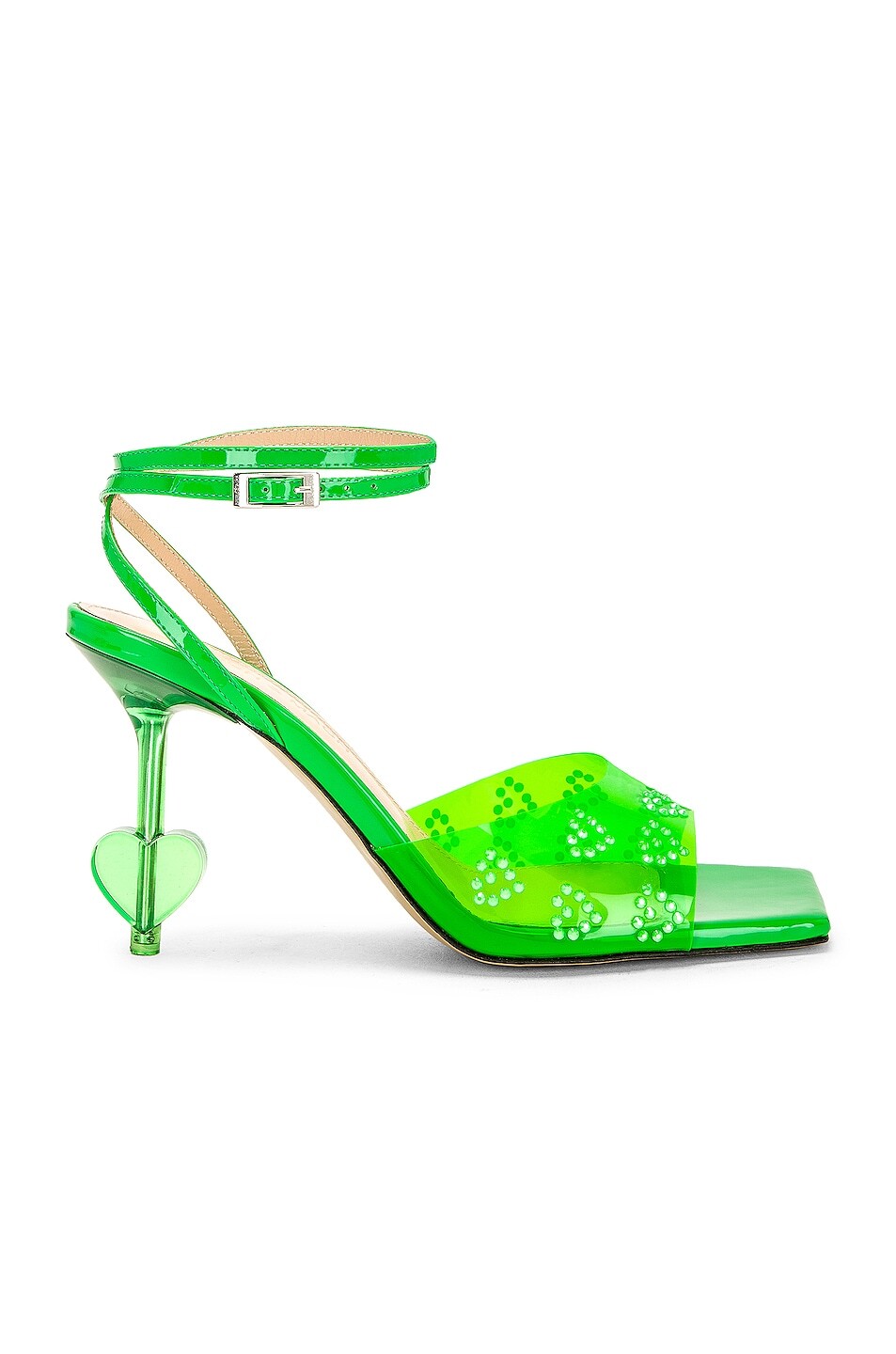 

Туфли Mach & Mach Heart Embellished Square Toes, зеленый