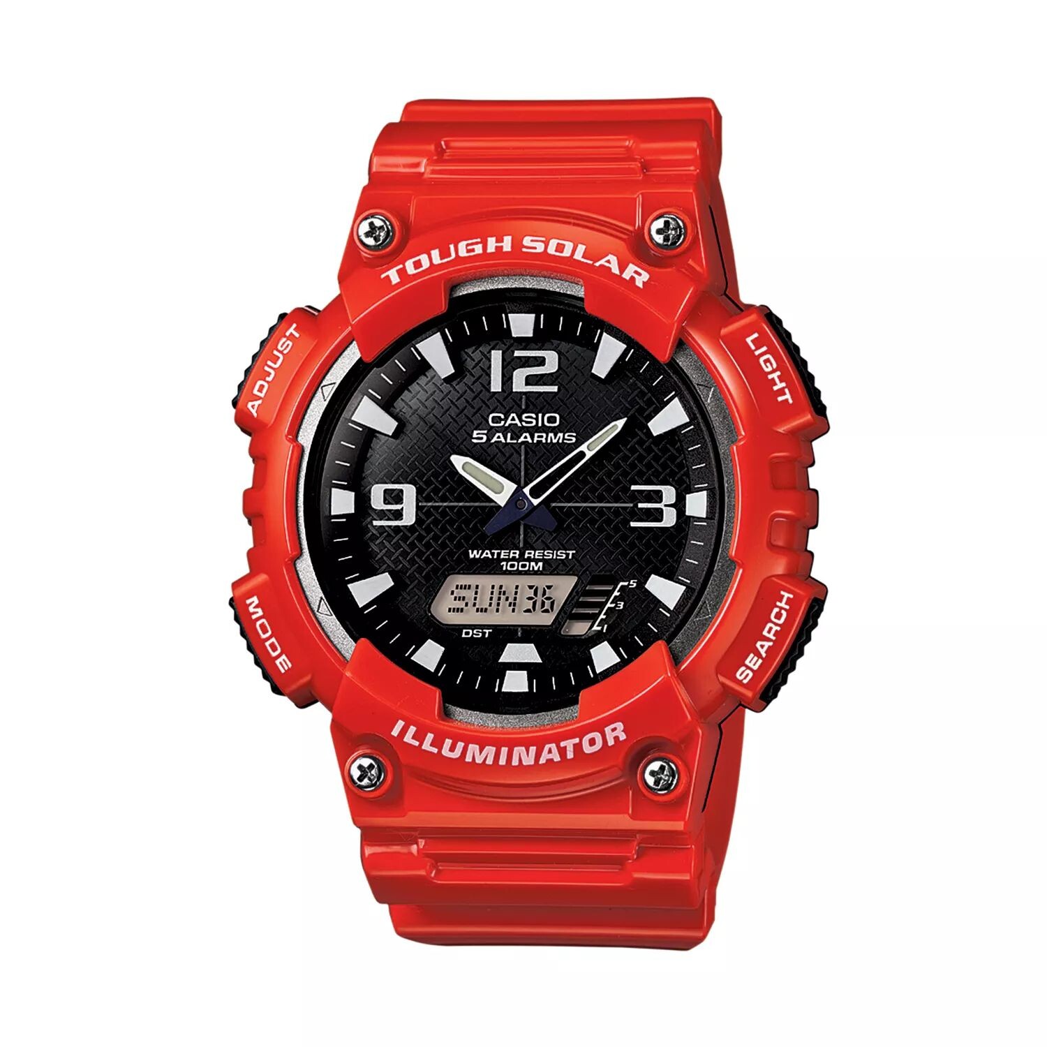 

Мужские оригинальные и цифровые часы Tough Solar Casio, красный