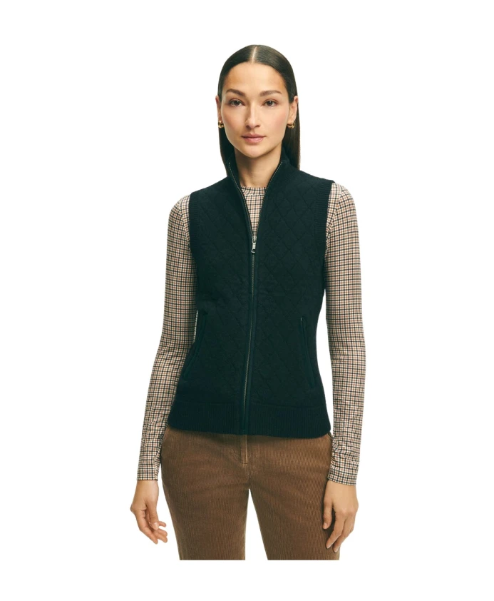 

Жилет из смесовой шерсти мериноса Brooks Brothers, черный