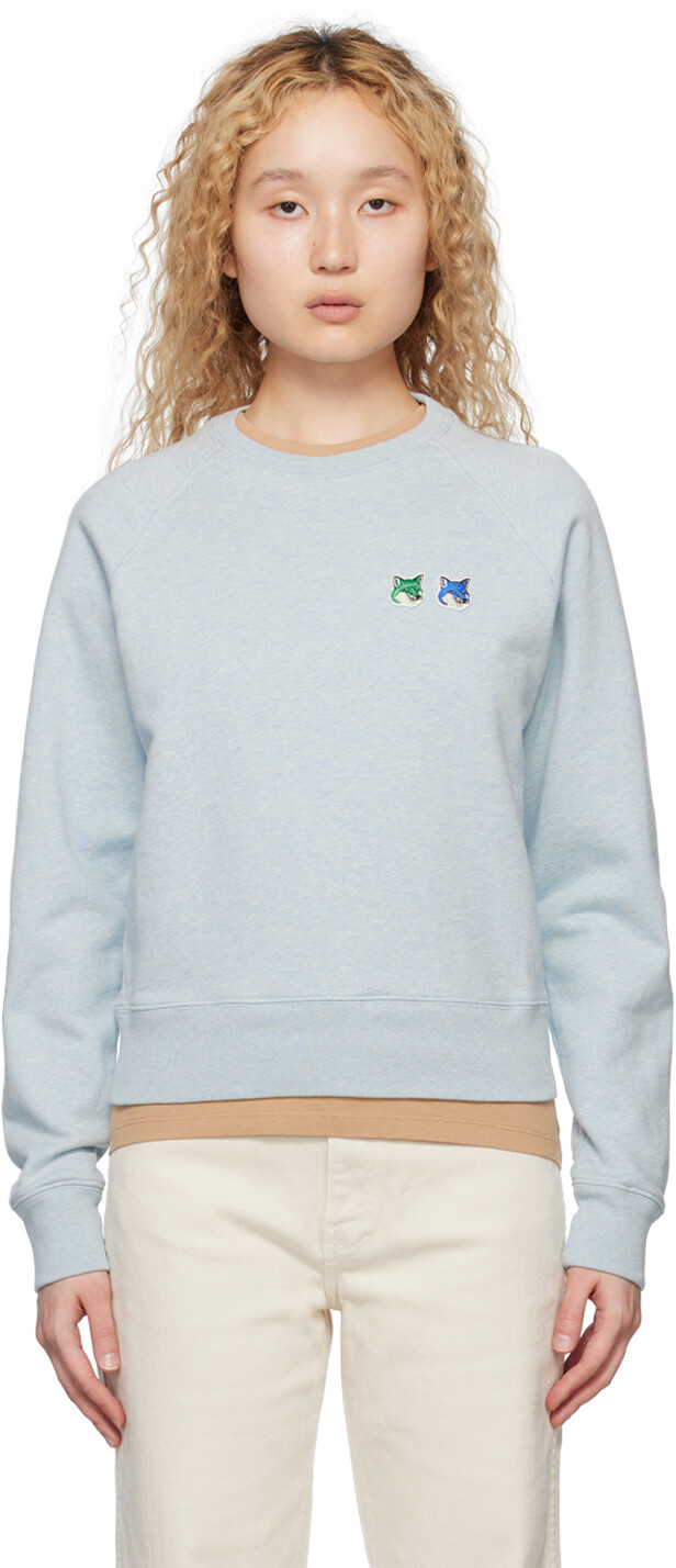

Синий свитшот с двойной головой лисы Maison Kitsune