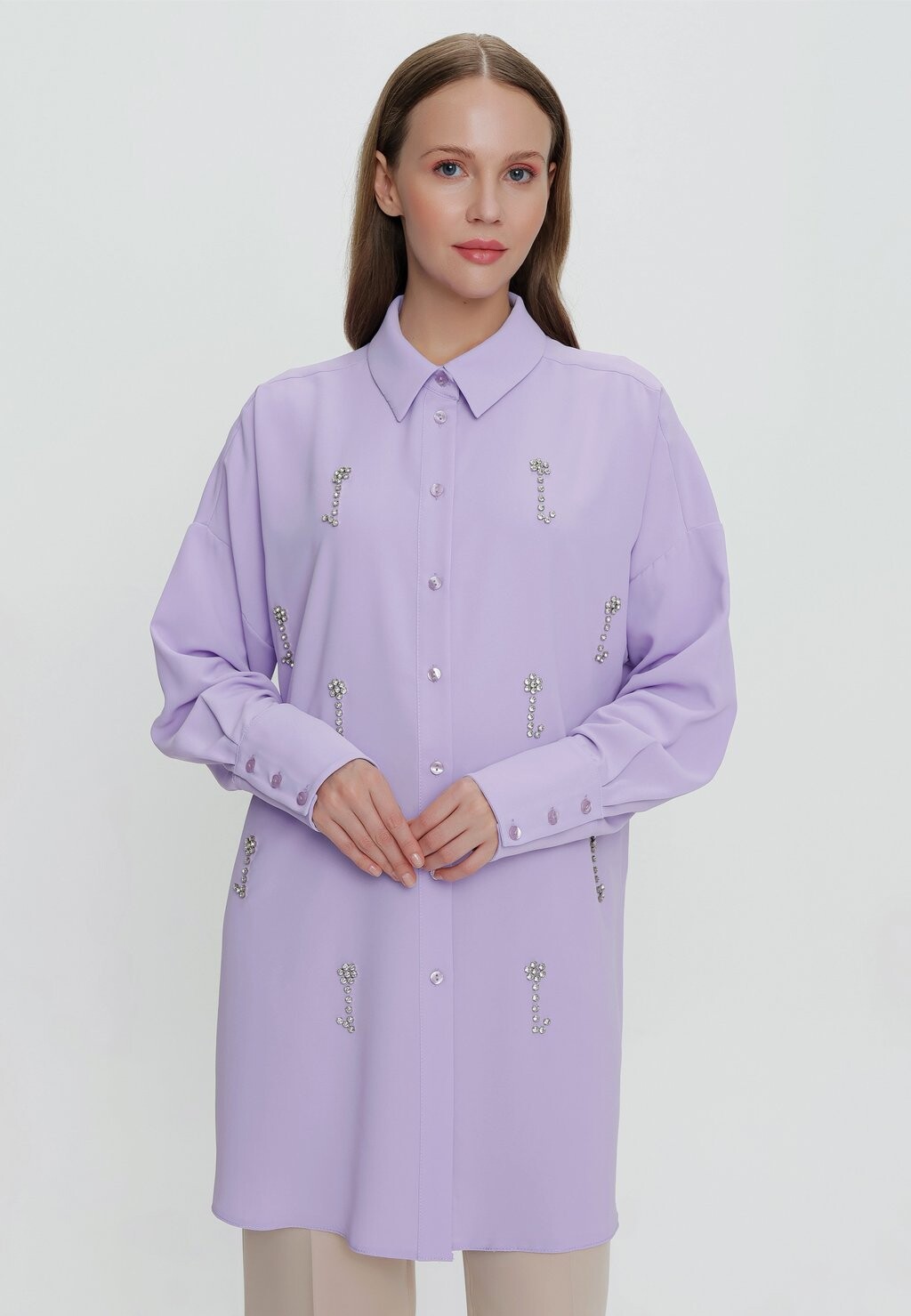 

Блузка на пуговицах MODEST BELTED MAXI DAY DRESS Armine, фиолетовый