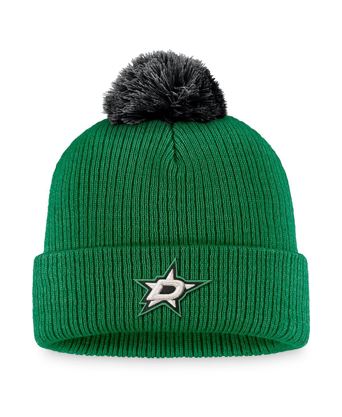 

Мужская вязаная шапка с манжетами и помпоном Kelly Green Dallas Stars Team Fanatics