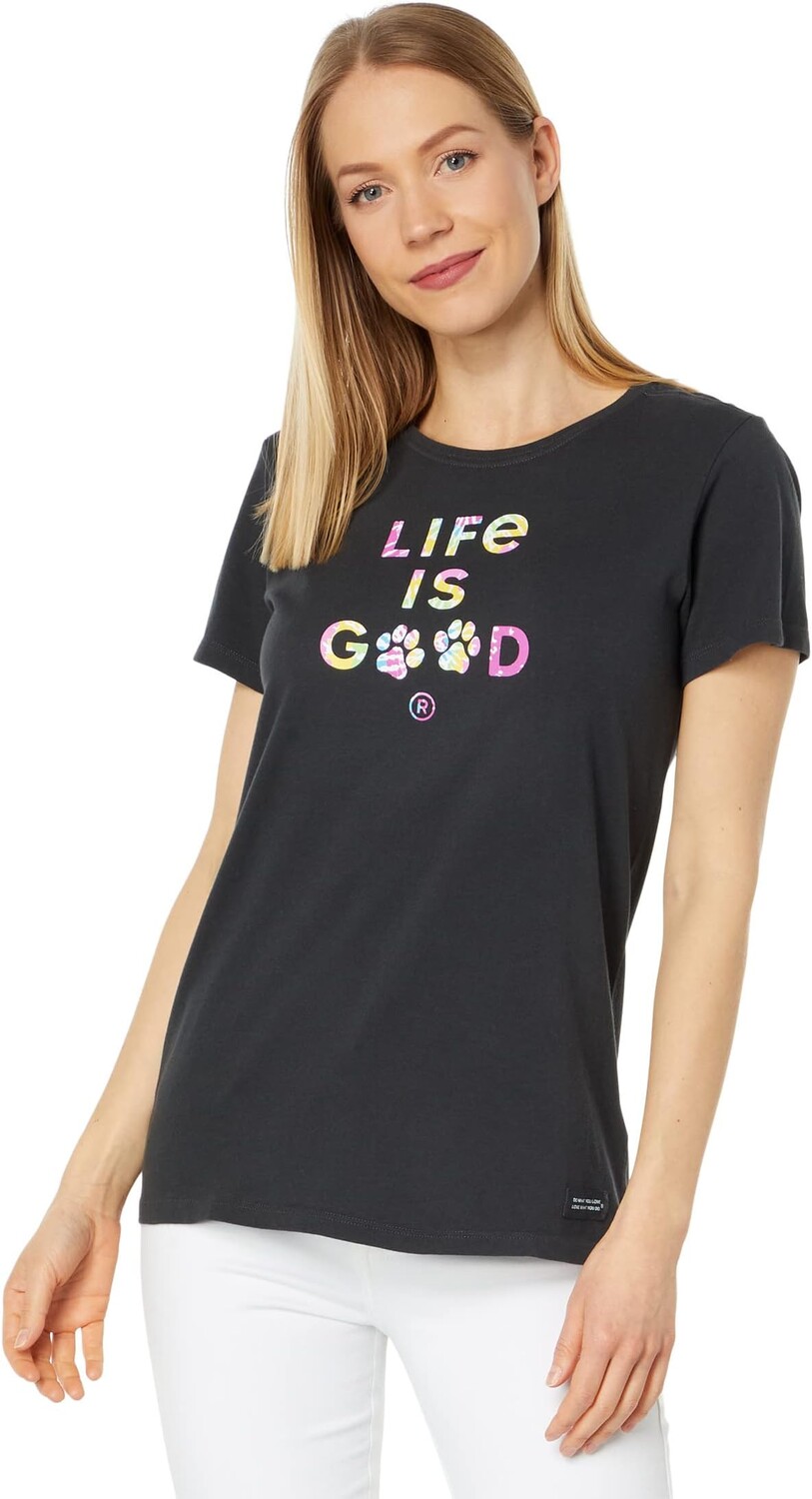 

Футболка Crusher-Lite с короткими рукавами и принтом лапы Tie-Dye Life is Good, цвет Jet Black