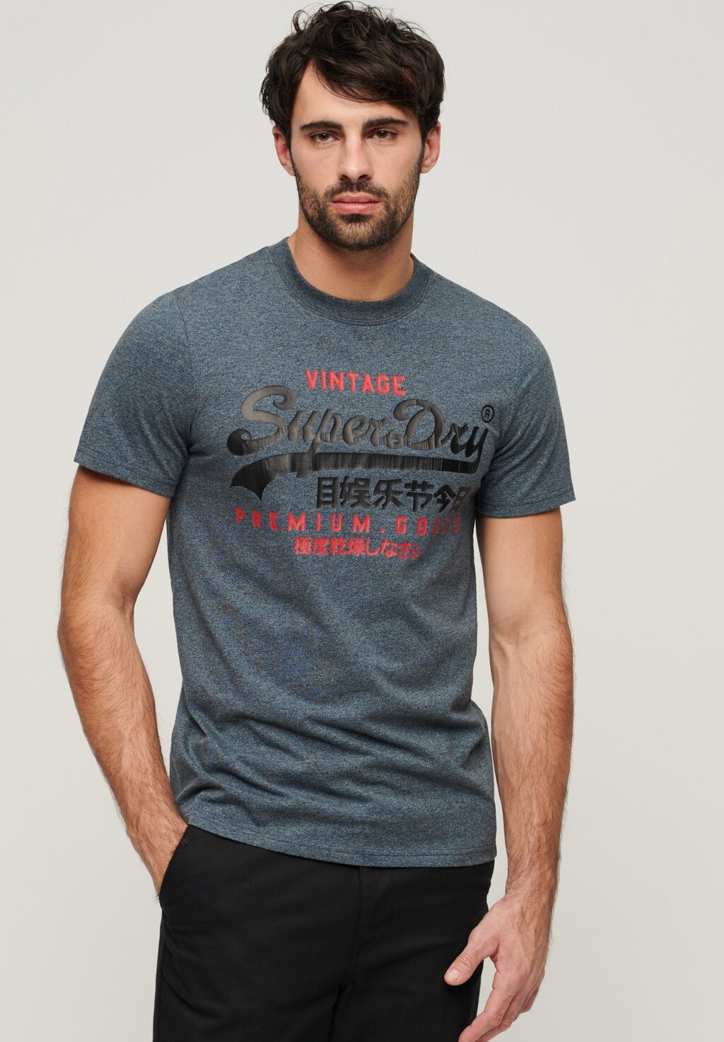 

Футболка с принтом VINTAGE LOGO DUO Superdry, голубовато-серый