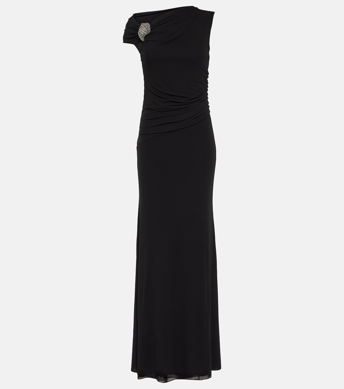 

Платье со сборками, украшенное кристаллами Alexander Mcqueen, черный