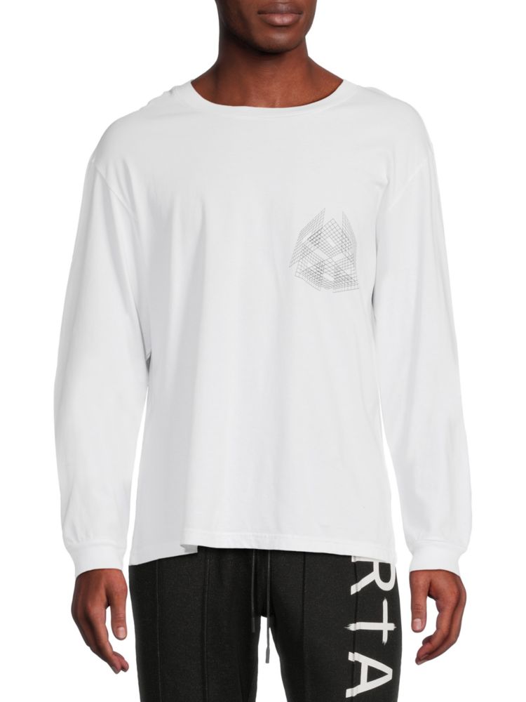 Классическая футболка с длинным рукавом и логотипом Rta, белый
