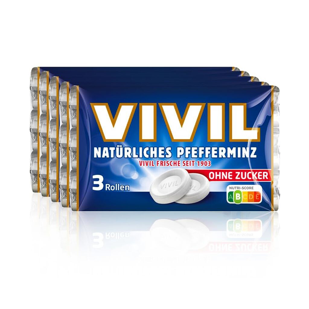 

Vivil натуральные мятные пастилки без сахара | 5 х упаковка по 3 шт.