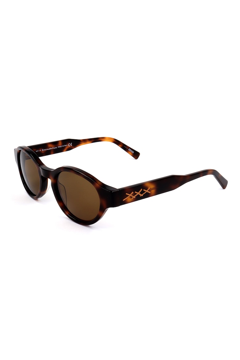 цена Овальные солнцезащитные очки Ermenegildo Zegna, коричневый