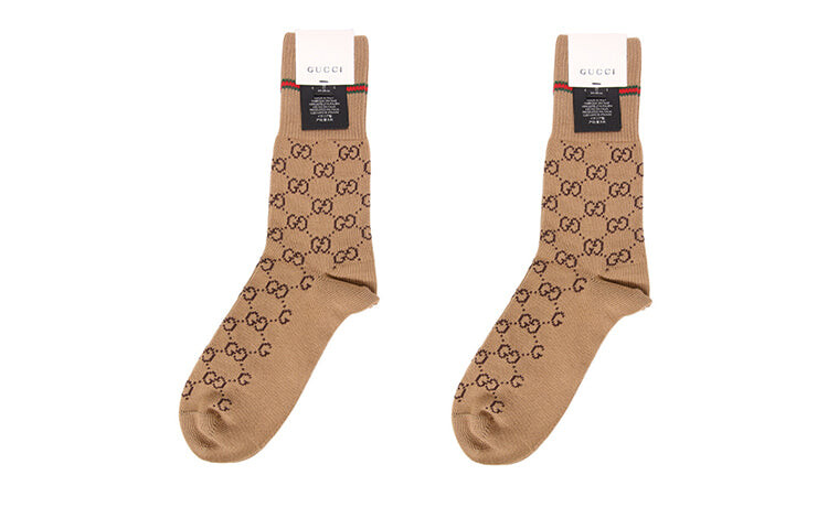 

Носки GUCCI Double G 1 хлопковые вязаные, коричневый