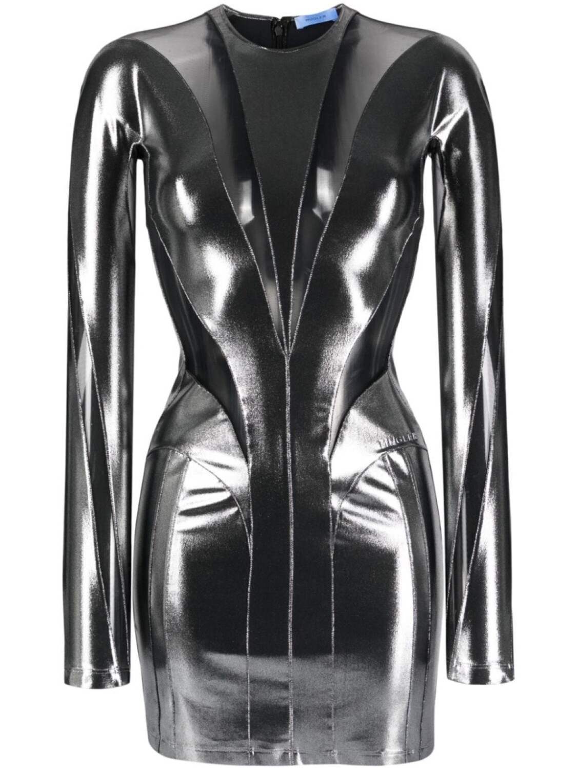 

Mugler платье мини Illusion с прозрачными вставками, серебристый