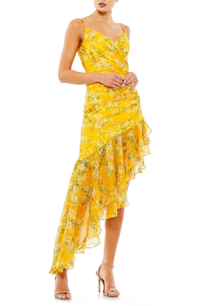 

Платье с асимметричным подолом и цветочным принтом IEENA FOR MAC DUGGAL