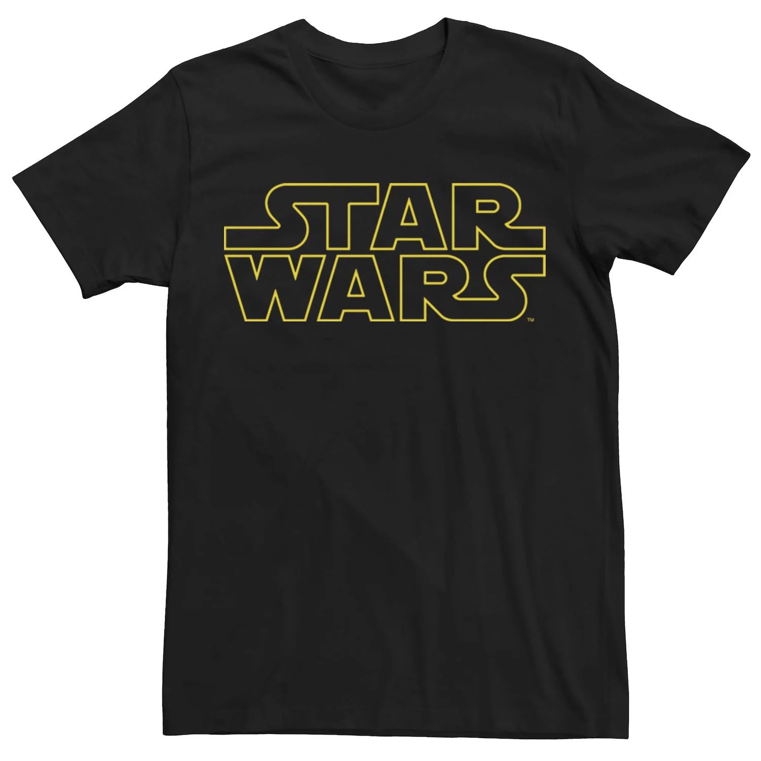 Мужская классическая желтая футболка с текстовым логотипом Star Wars