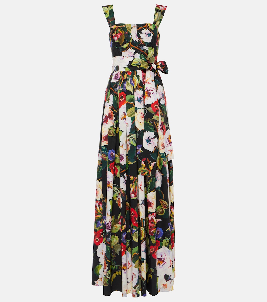 Хлопковое платье с цветочным принтом Dolce&Gabbana, мультиколор