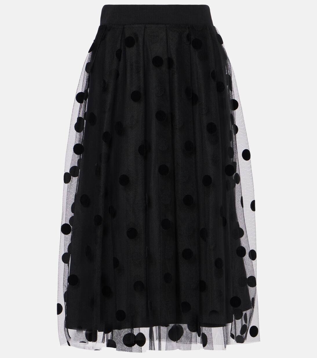 

Юбка миди из тюля в горошек Nina Ricci, черный