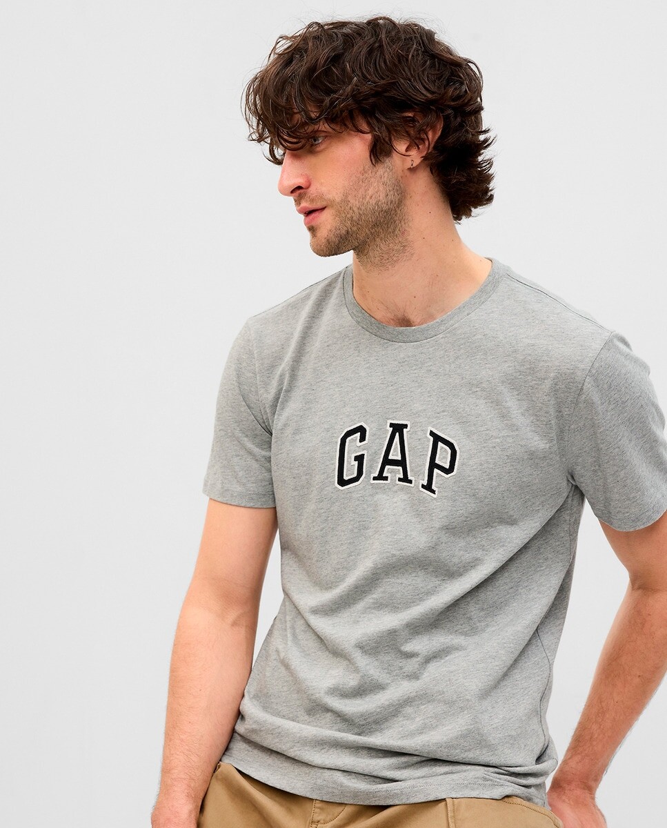 

Мужская футболка с логотипом и короткими рукавами Gap, светло-серый